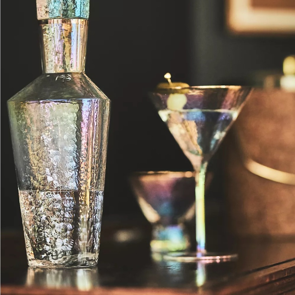 Anthropologie NIB Gold-Rimmed Iridescent Martini Glasses (Set of Two) - Picture 4 of 6